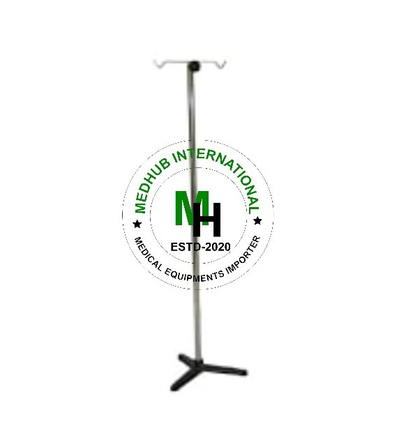 Stainless Steel Medium Size Saline Stand without Wheel for Hospital/Home Use