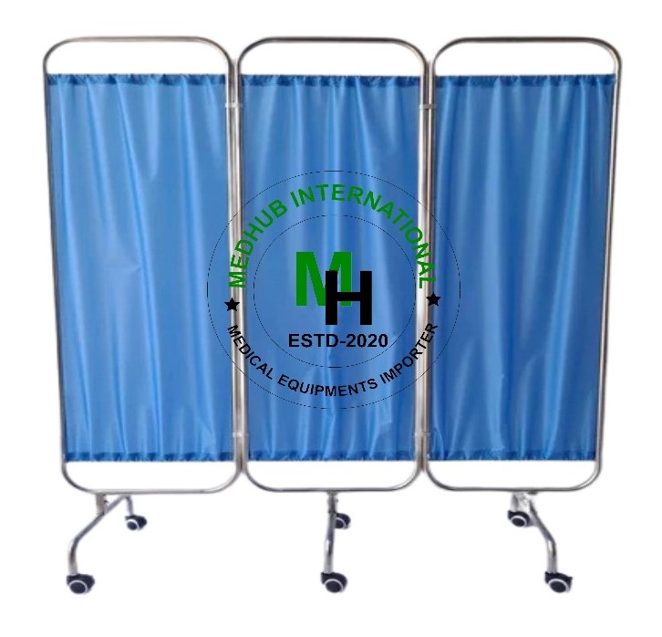 Mild Steel 3 Part Bed Side Partition for Hospital (Screen Stand)