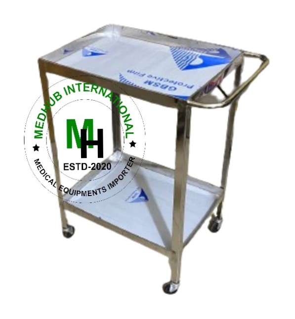 Stainless Steel (Size: 16*20)  Instrument/Medicine Trolley 2 Step (Medium)