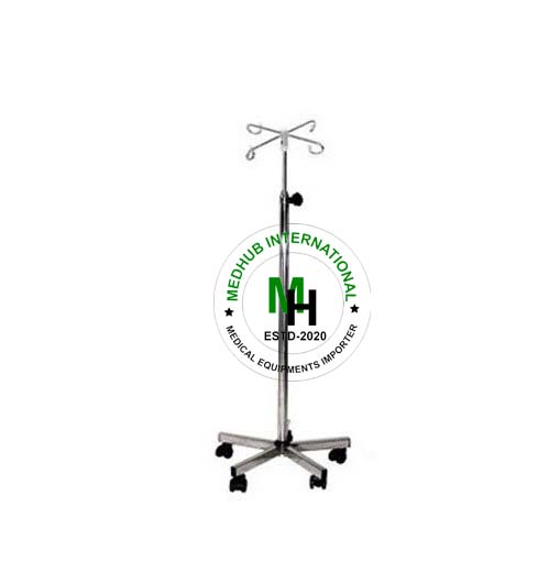 Full Stainless Steel Large Size Saline Stand with 5 Wheel for Hospital/Home Use