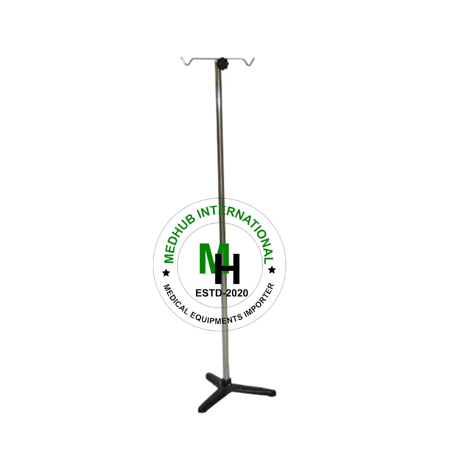Stainless Steel Medium Size Saline Stand without Wheel for Hospital/Home Use